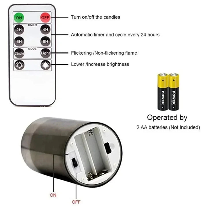LED Acrylic Candle Set – Remote-Controlled Flameless Lights with Timer for Christmas & Weddings