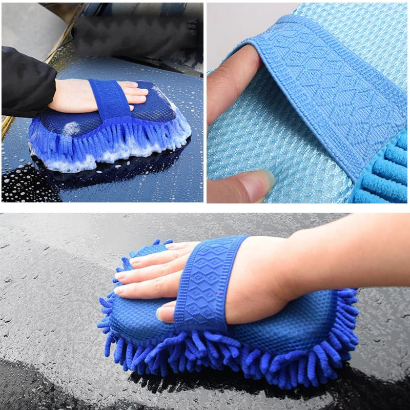 Microfiber Chenille Car Wash Gloves Scratch-Free Double-Sided Coral Velvet Sponge for Auto Cleaning Detailing Tool