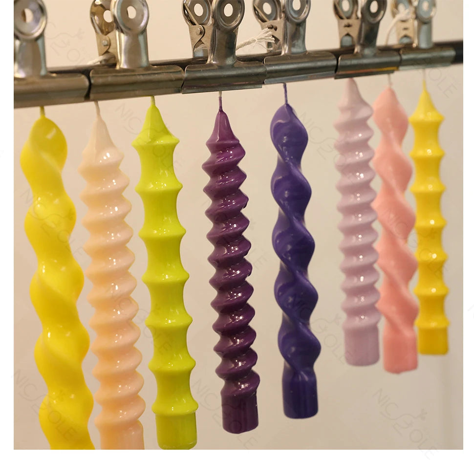 Twisted Spiral Taper Candle Mold Silicone Non-Stick Flexible DIY Aromatic Handmade Candle Making Supplies Room Decor