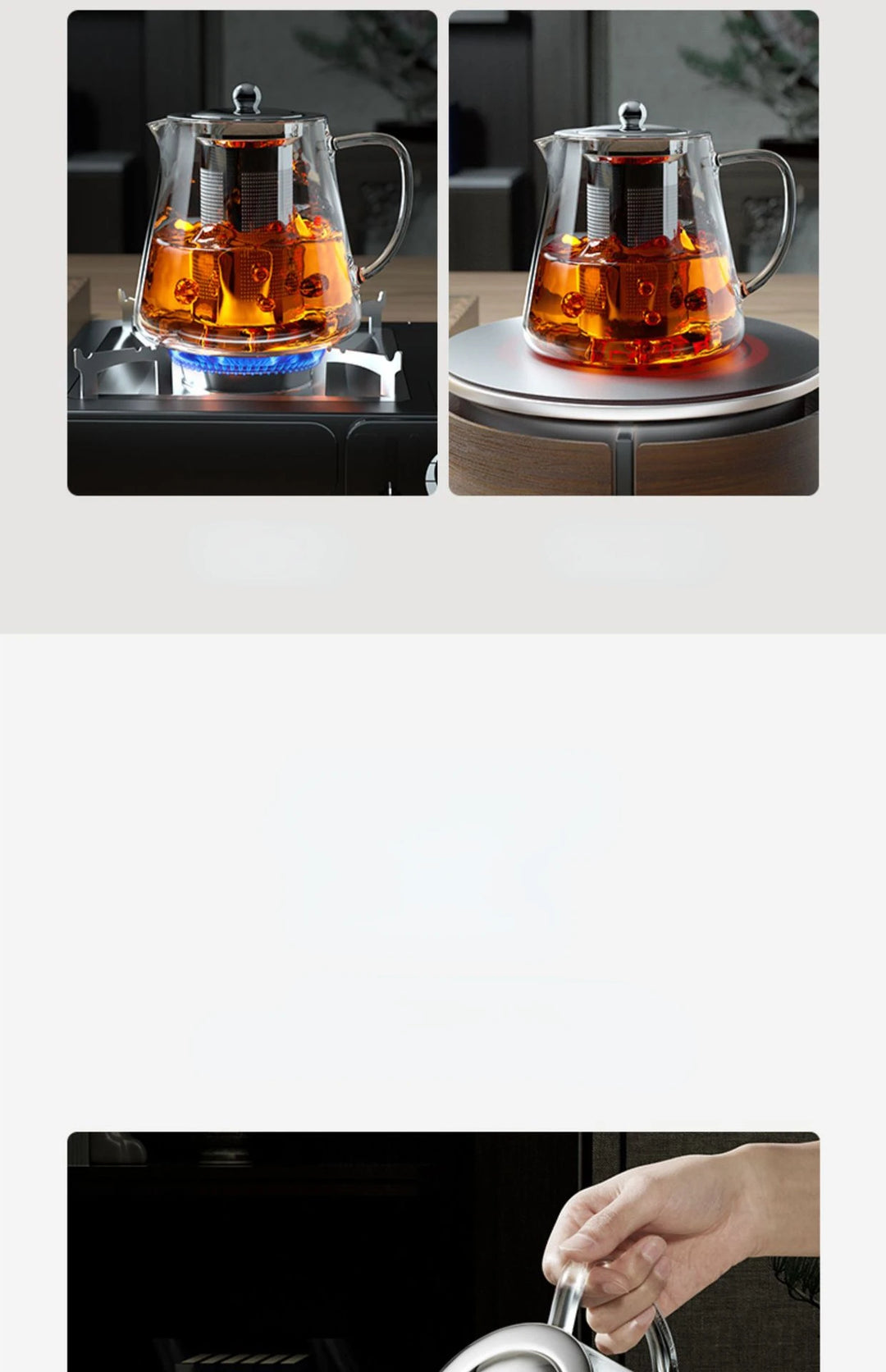 Heat Resistant Glass Teapot 401-500ml with Stainless Steel Tea Strainer Infuser Kung Fu Tea Set for Puer Oolong Flower Kettle