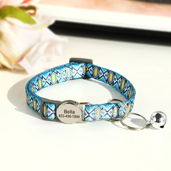 Personalized Cat Collar – Adjustable with Bell & Engraved ID Tag