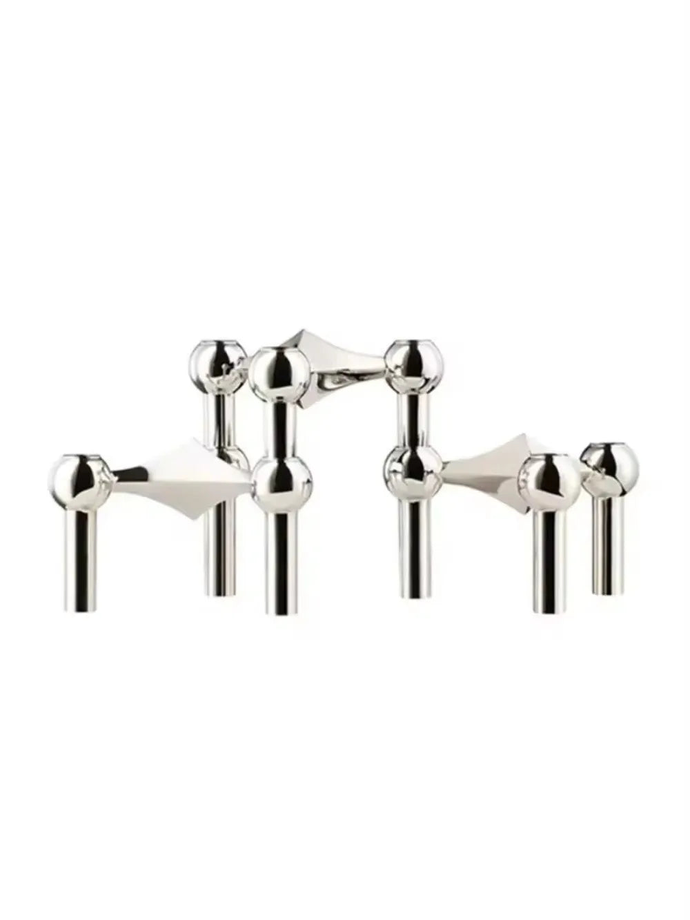 Nordic Silver Metal Molecular Structure Candle Holder Modern Style Stainless Steel Candelabra Living Room Centerpiece Decoration Gift