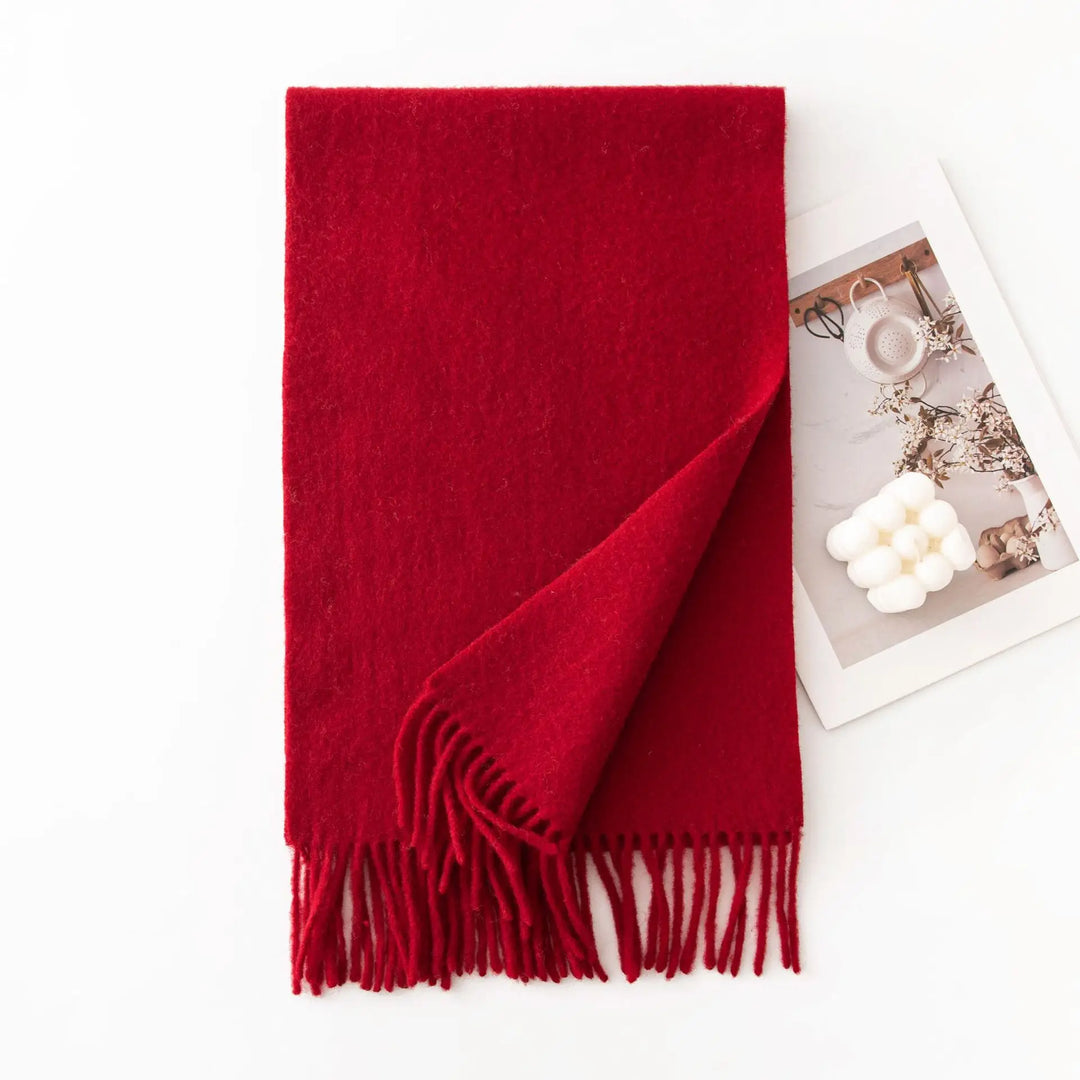 Ladies 100% Pure Wool Scarf Versatile Simple Design Warm Solid Color Shawl for Autumn Winter Commute