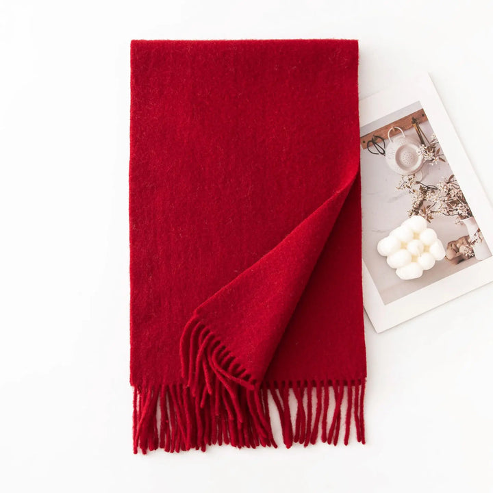 Ladies 100% Pure Wool Scarf Versatile Simple Design Warm Solid Color Shawl for Autumn Winter Commute