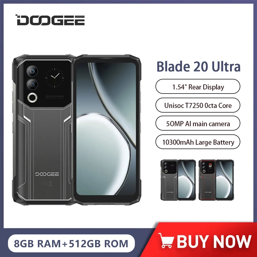 DOOGEE Blade 20 Ultra – Rugged Smartphone 512GB | 10300mAh Battery | Face ID & GPS