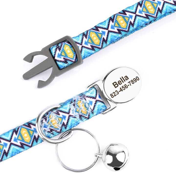 Personalized Cat Collar – Adjustable with Bell & Engraved ID Tag