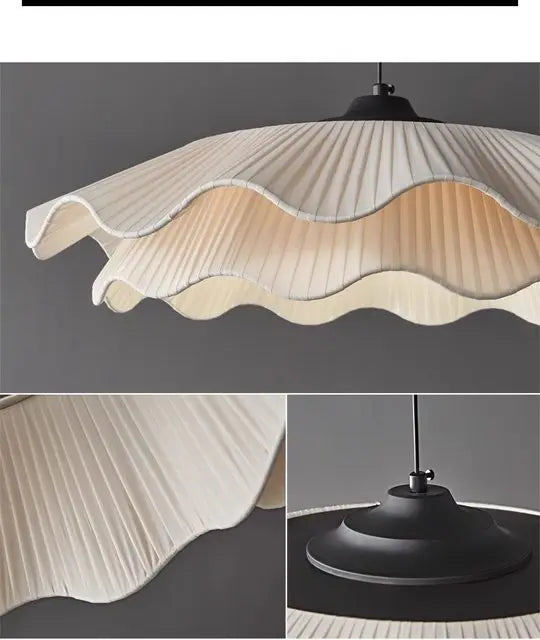 Arwen LED Wave Pendant Lamp White round Modern Nordic Design for Dining Room Study Bedroom Simple Artistic Wabi Sabi Style