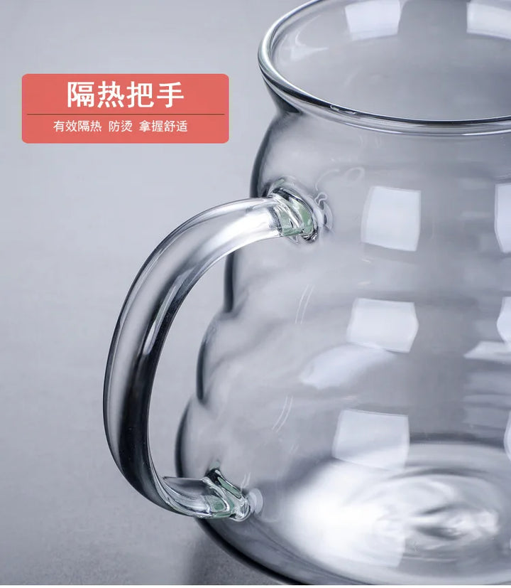 Heat Resistant Clear Glass Coffee Pot 360/600/800ml with Lid Pour over Espresso Maker Sharing Kettle Espresso Maker Accessories