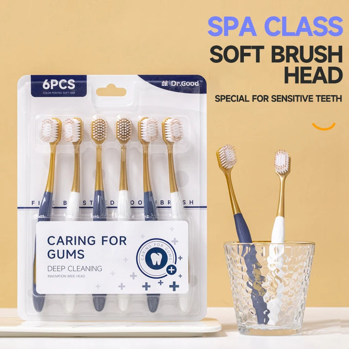 Soft Adult Toothbrush – Wide Head, Ultra-Fine Bristles for Gum Care & Travel