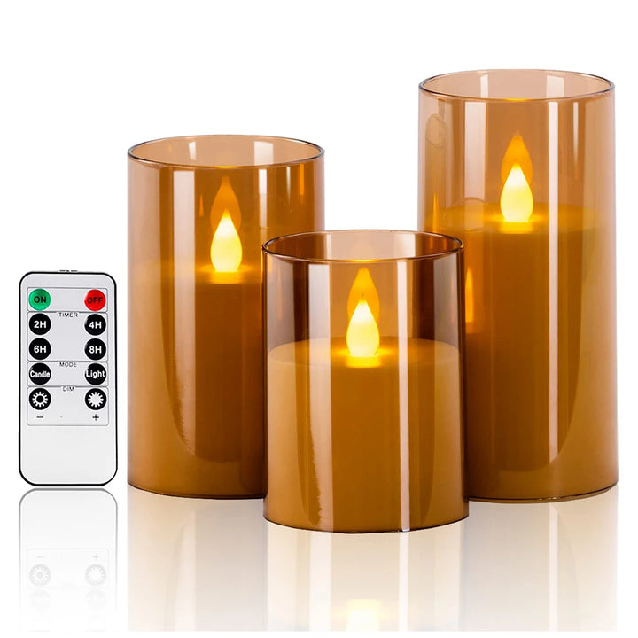 LED Acrylic Candle Set – Remote-Controlled Flameless Lights with Timer for Christmas & Weddings