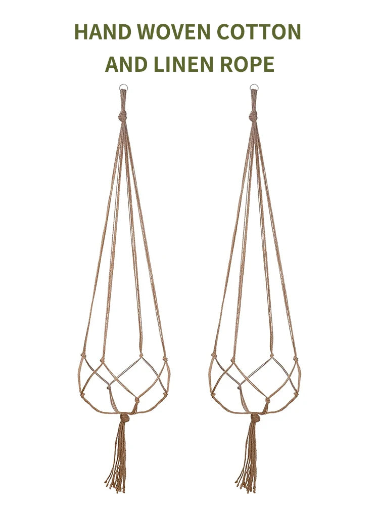 Hand-Woven Cotton Rope Plant Hanger – Indoor & Outdoor Boho Wall Decor