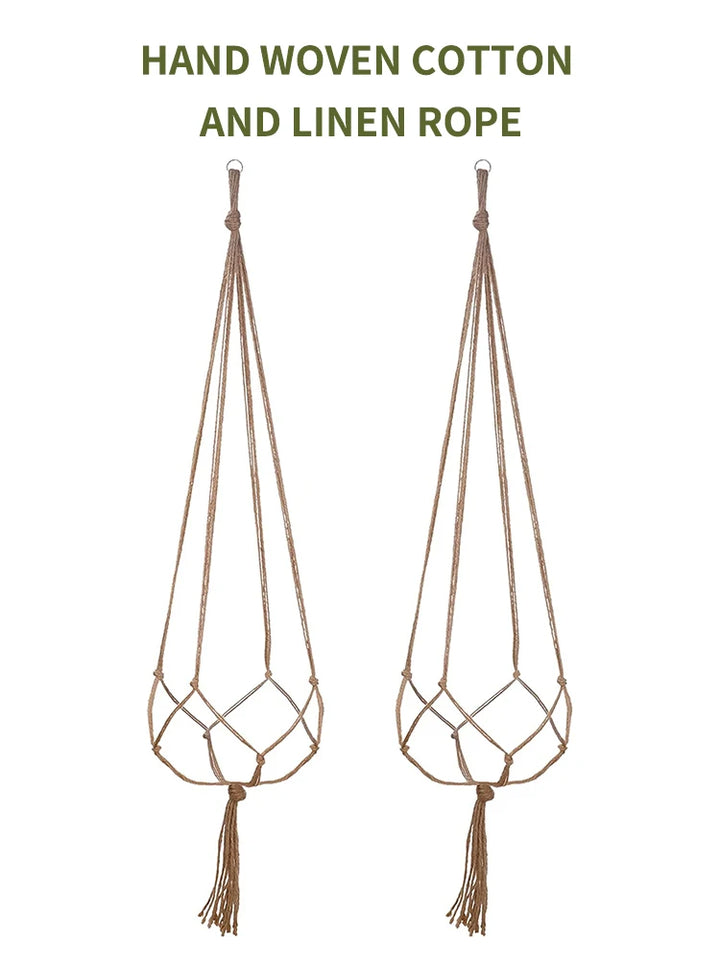 Hand-Woven Cotton Rope Plant Hanger – Indoor & Outdoor Boho Wall Decor