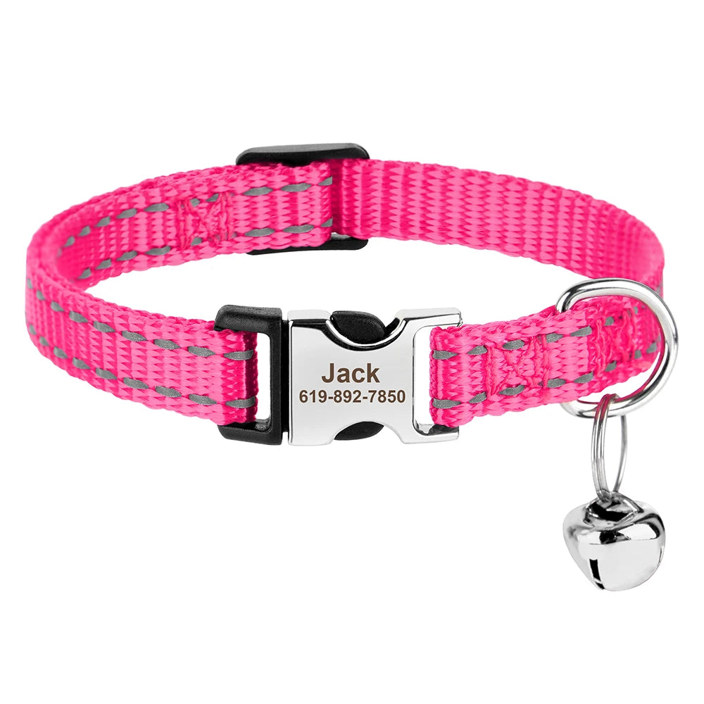Personalized Cat Collar – Adjustable with Bell & Engraved ID Tag