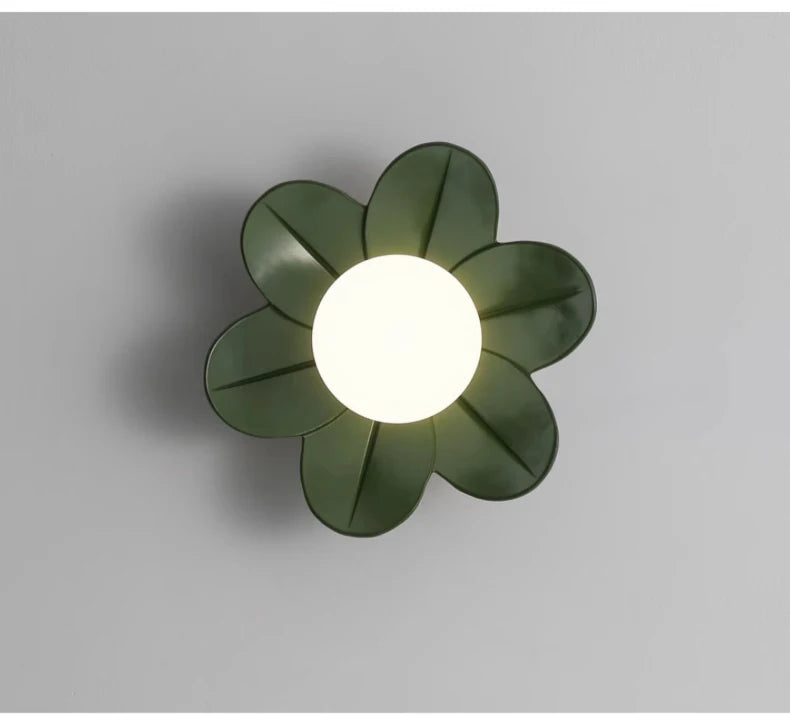 Petal Flower Wall Lamps for Children's Room Princess Bedroom Girl's Bedside Light Romantic LED Glass Flower Design Nursery Lighting