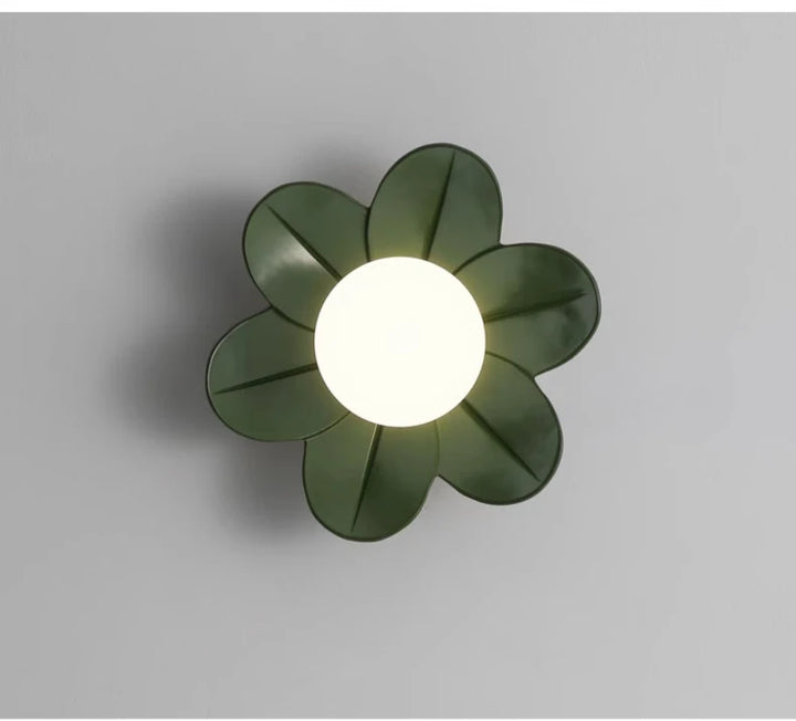 Petal Flower Wall Lamps for Children's Room Princess Bedroom Girl's Bedside Light Romantic LED Glass Flower Design Nursery Lighting