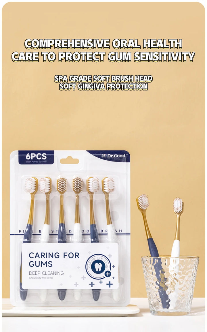 Soft Adult Toothbrush – Wide Head, Ultra-Fine Bristles for Gum Care & Travel