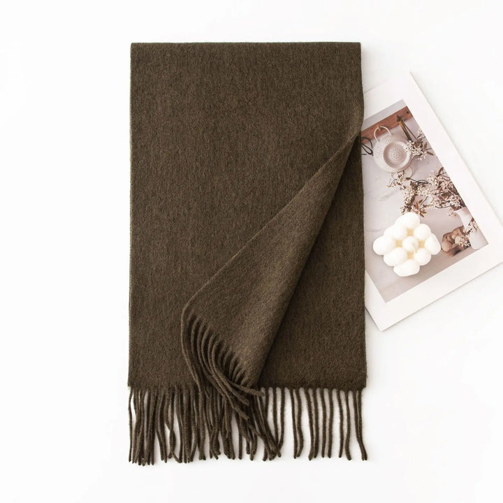 Ladies 100% Pure Wool Scarf Versatile Simple Design Warm Solid Color Shawl for Autumn Winter Commute