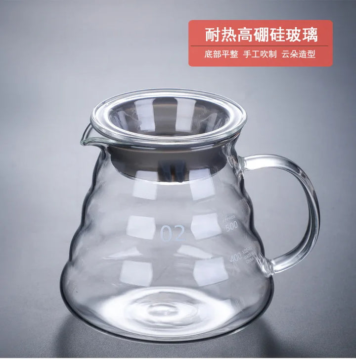 Heat Resistant Clear Glass Coffee Pot 360/600/800ml with Lid Pour over Espresso Maker Sharing Kettle Espresso Maker Accessories