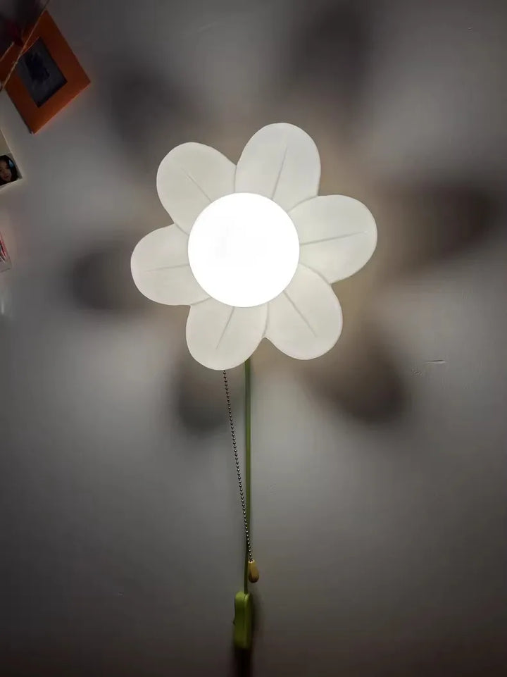 Petal Flower Wall Lamps for Children's Room Princess Bedroom Girl's Bedside Light Romantic LED Glass Flower Design Nursery Lighting