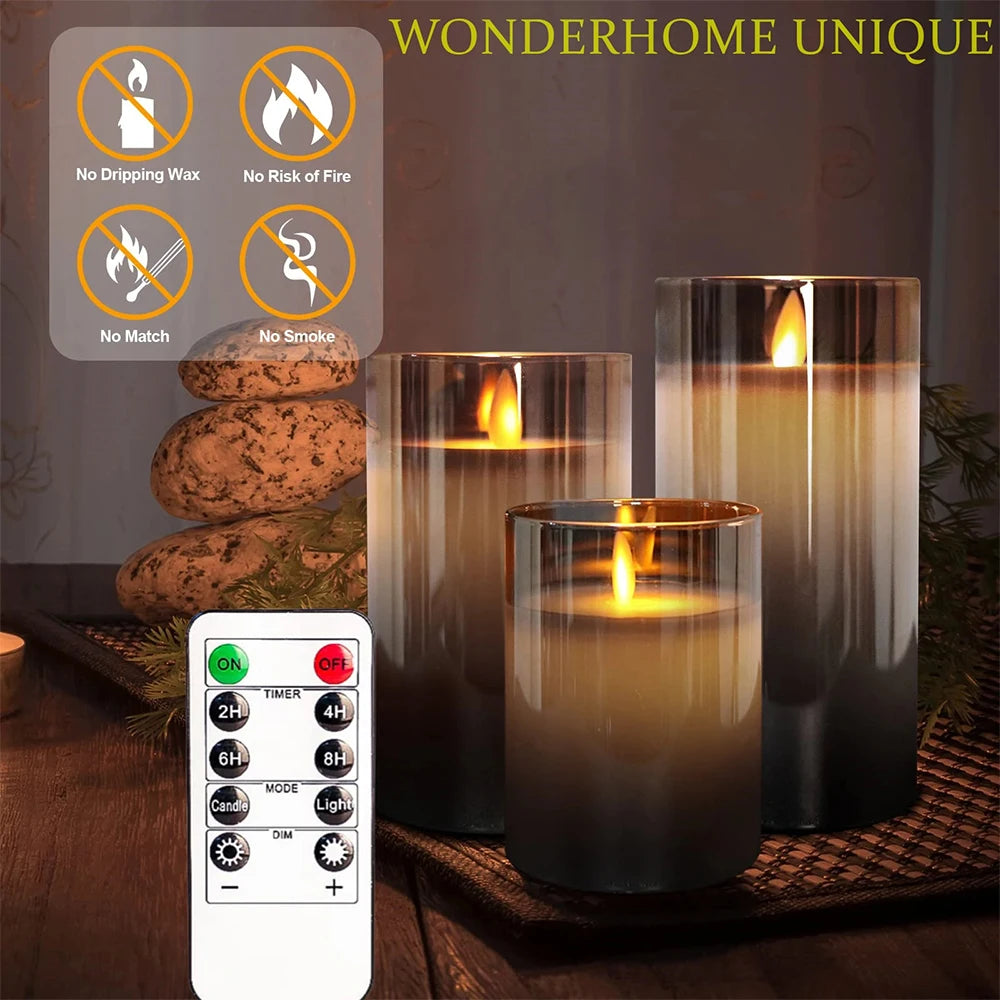 LED Acrylic Candle Set – Remote-Controlled Flameless Lights with Timer for Christmas & Weddings