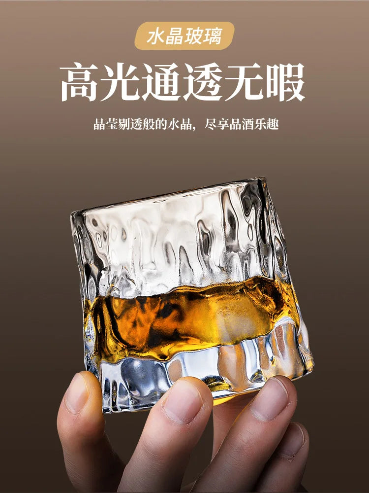 Thickened rotating crystal glass wine glass ins wind Nordic whisky glass creative personality foreign wine tumbler cup