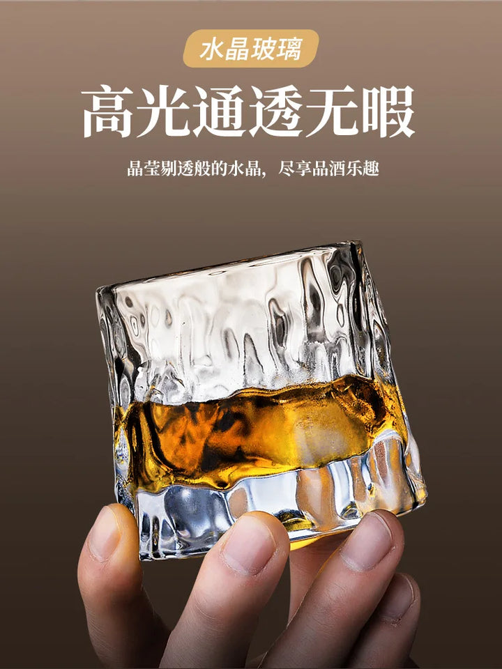 Thickened rotating crystal glass wine glass ins wind Nordic whisky glass creative personality foreign wine tumbler cup