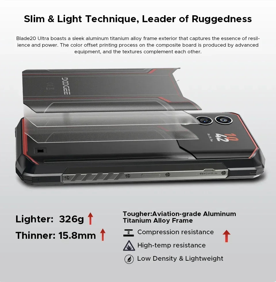 DOOGEE Blade 20 Ultra – Rugged Smartphone 512GB | 10300mAh Battery | Face ID & GPS