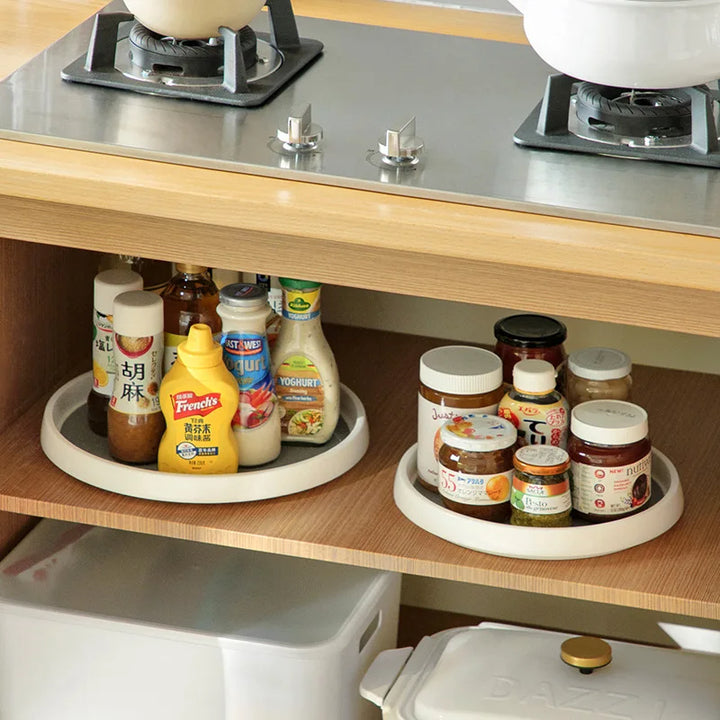 360° Rotating Spice Rack – Anti-Slip Round Organizer for Kitchen & Cabinet (1/4Pcs)