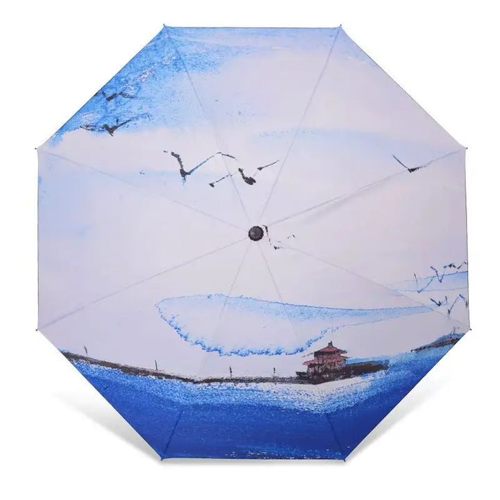 Blue Sky Umbrella – Anti-UV Folding Parasol with Cloud Print for Men & Women