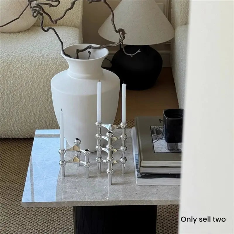 Nordic silver metal candle holder